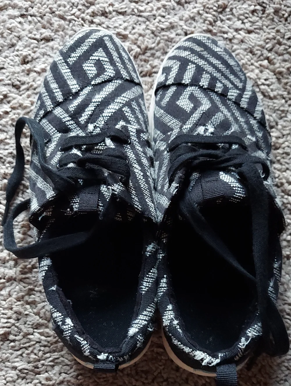 Toms Black and Silver Geometric Lace-Up Sneakers